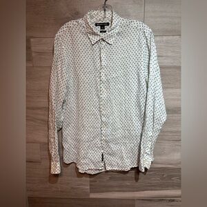 3/$30 MICHAEL KORS 100% linen button down long sleeve shirt slim fit size Medium